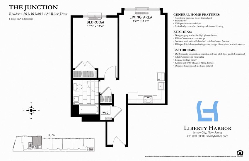 JUNCTION-1BR FLOOR PLAN-APTS 203/303/403 JUNCTION-1 BEDROOM PLAN E